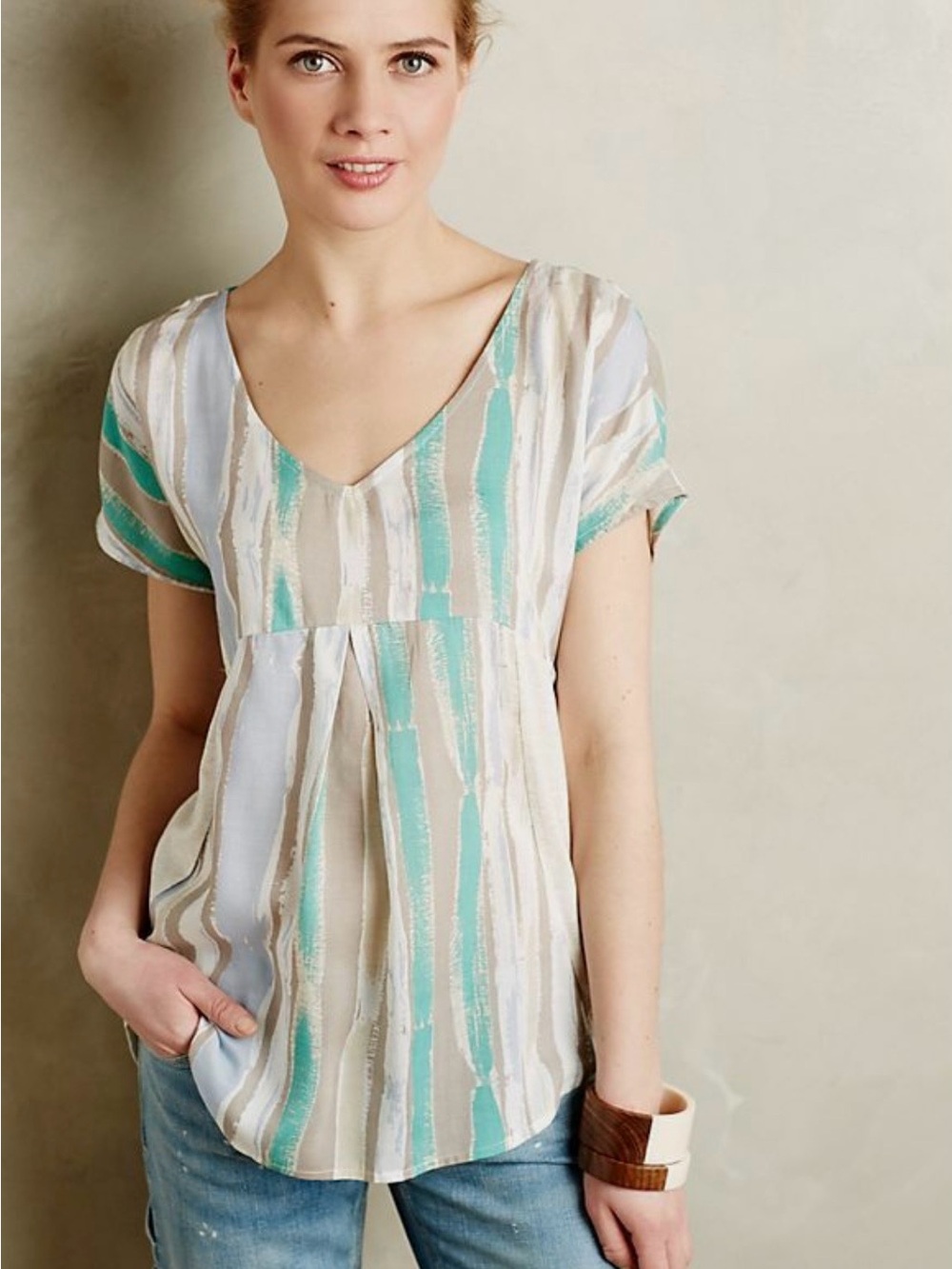 Anthropologie | Porridge Striped Watercolor Top Sz M